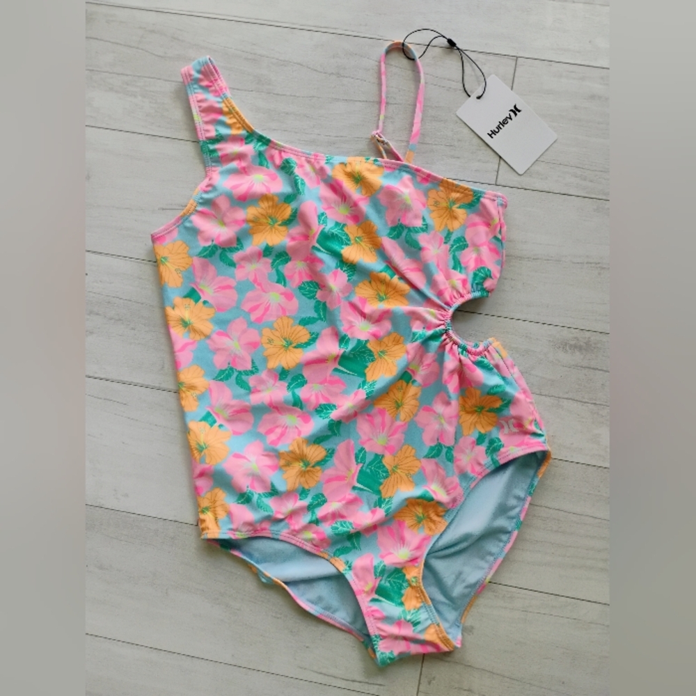 HURLEY NEW Asymmetrical Cutout One-Piece Swimsuit